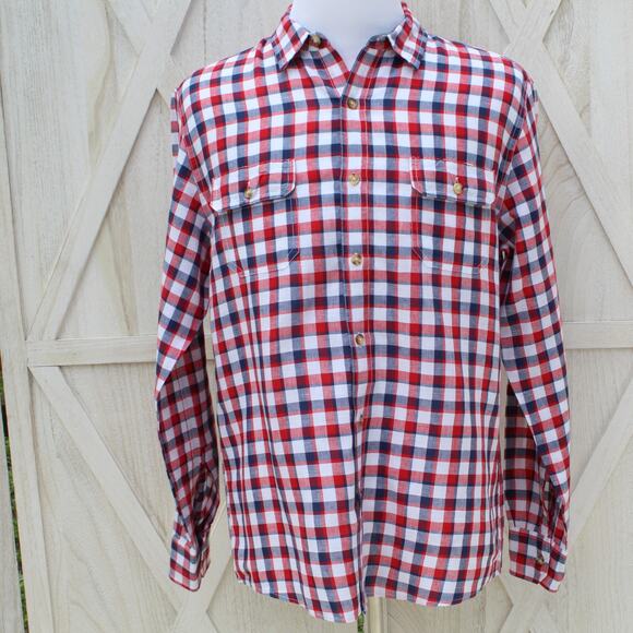 Alesbury Linen Blend Button Up Plaid Shirt L - Picture 1 of 9